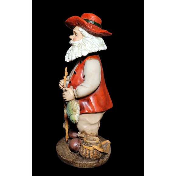 Christmas Santa Claus Bobble Head with Fish Fisherman Fishing 7 inches 2002 - Picture 4 of 9